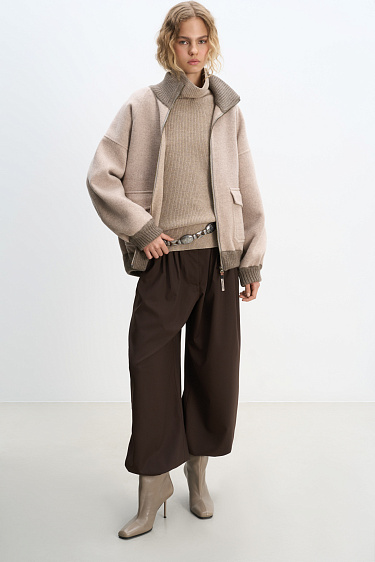 Wool bomber jacket with knit details - BRUSNIKA Women Clothes