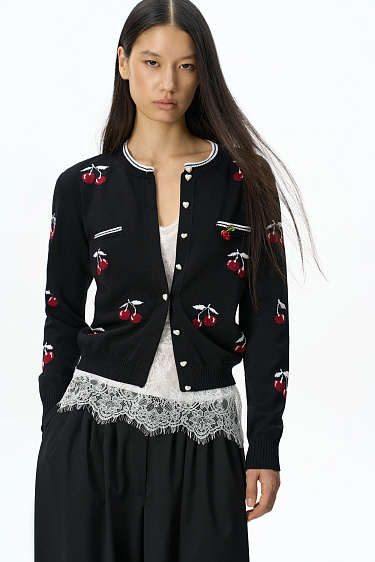 cardigan with a cherry pattern - BRUSNIKA Women Clothes