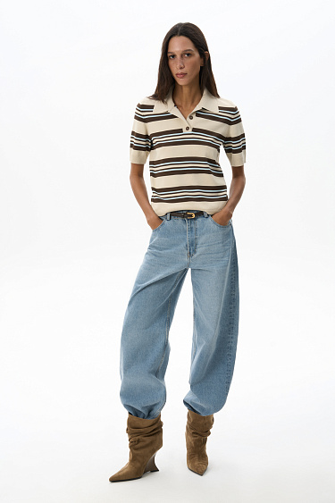 Striped viscose polo - BRUSNIKA Women Clothes