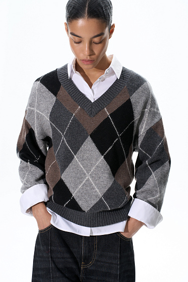 Cashmere jumper with an Argyle pattern - BRUSNIKA Women Clothes