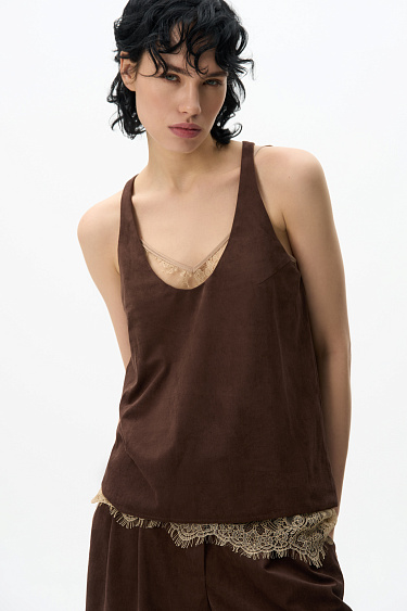 Top with suede trim - BRUSNIKA Women Clothes