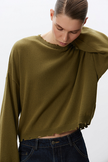 cropped jumper made of cashmere and wool - BRUSNIKA Women Clothes