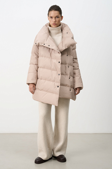 Puffer jacket with snap button closure and high collar - BRUSNIKA Women Clothes