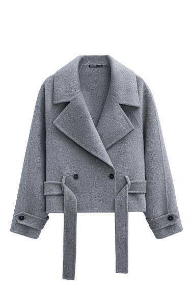 Short trench coat made of wool - BRUSNIKA Women Clothes