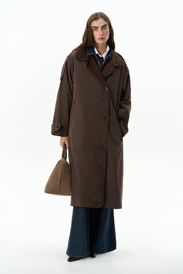 Single-breasted trench coat with a stand collar - BRUSNIKA Women Clothes