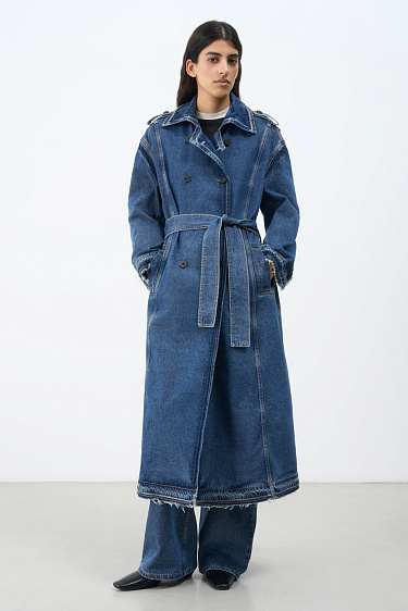Double-breasted denim trench coat - BRUSNIKA Women Clothes
