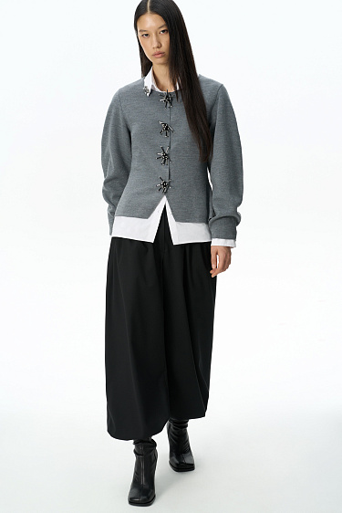 Magnetic-button jacket with decoration - BRUSNIKA Women Clothes