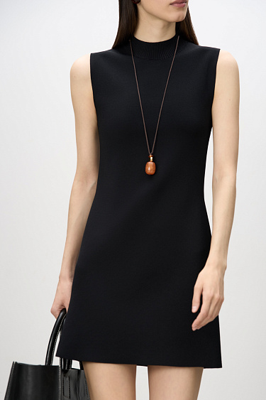 Knitted mini dress with a stand collar - BRUSNIKA Women Clothes