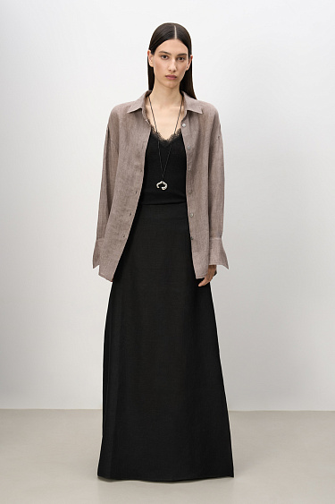 100% linen shirt with a flying yoke on the back - BRUSNIKA Women Clothes