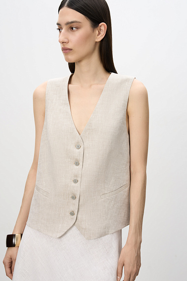 Classic 100% linen vest - BRUSNIKA Women Clothes