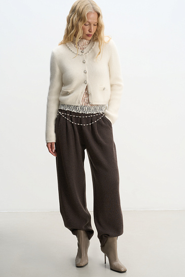 fox down cardigan with accent buttons - BRUSNIKA Women Clothes