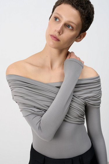 Bodysuit with draped bodice - BRUSNIKA Women Clothes