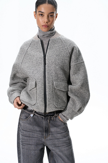 Wool bomber jacket with zip - BRUSNIKA Women Clothes