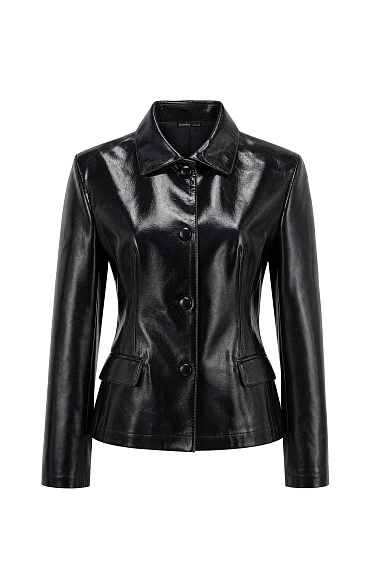 Fitted patent-finish jacket - BRUSNIKA Women Clothes