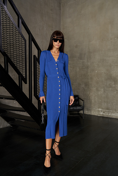 Wide ribbed knitted dress - BRUSNIKA Women Clothes