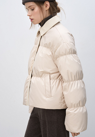 Down jacket with a turn-down collar - BRUSNIKA Women Clothes