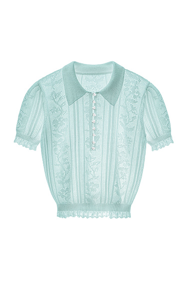 Openwork polo with sequins - BRUSNIKA Women Clothes