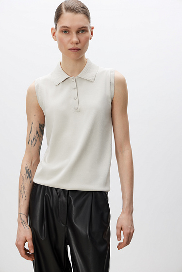 Top with a polo collar - BRUSNIKA Women Clothes