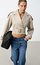 A leather jacket with a belt - BRUSNIKA. Women clothes