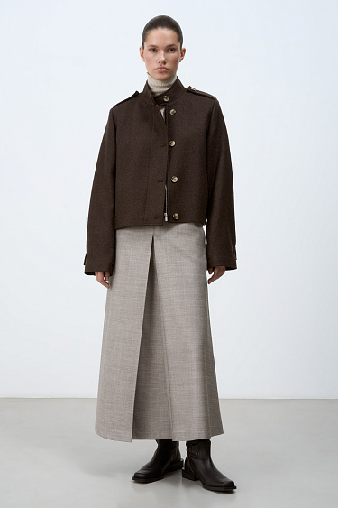 Woolen bomber jacket with a stand collar - BRUSNIKA Women Clothes
