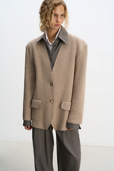 Cashmere jacket without lapels - BRUSNIKA Women Clothes