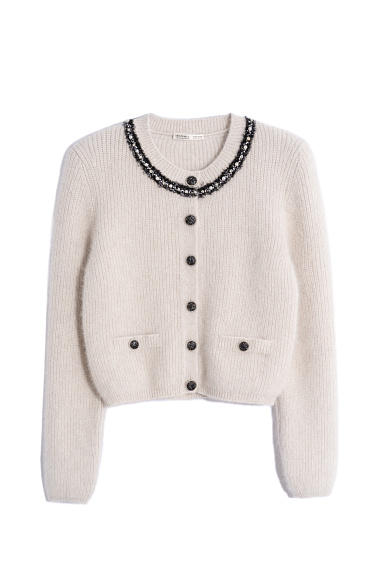 fox down cardigan with accent buttons - BRUSNIKA Women Clothes