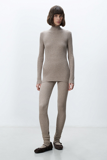 Ribbed leggings made of cashmere and wool - BRUSNIKA Women Clothes