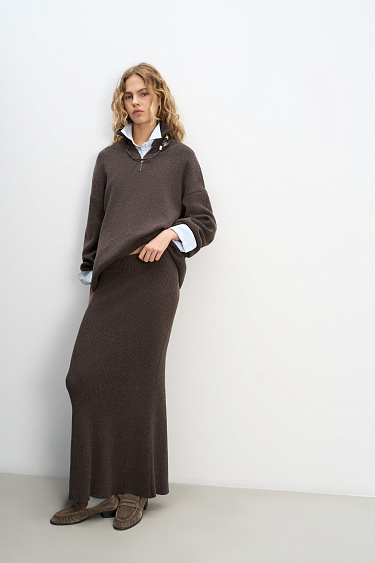 Jumper with a stand collar and a zippe - BRUSNIKA Women Clothes