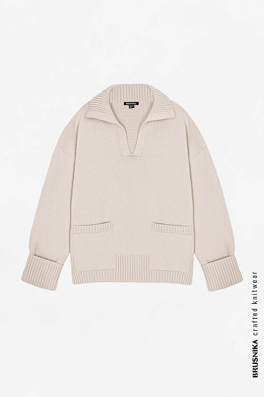 Cotton jumper with lapel collar - BRUSNIKA Women Clothes