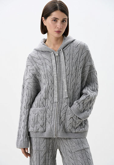 Hoodie with braids and jacquard - BRUSNIKA Women Clothes