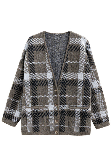 Knitted plaid cardigan - BRUSNIKA Women Clothes