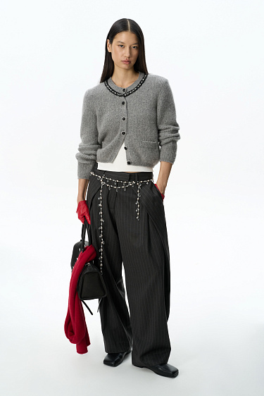 fox down cardigan with accent buttons - BRUSNIKA Women Clothes