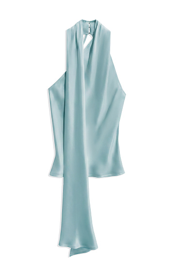 Satin top with a scarf - BRUSNIKA Women Clothes