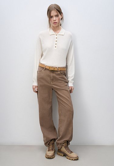 Cashmere and wool jumper with a polo collar - BRUSNIKA Women Clothes