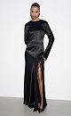 Satin dress with a slit and lace - BRUSNIKA. Women clothes