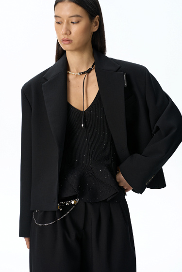 Cropped polyviscose jacket - BRUSNIKA Women Clothes