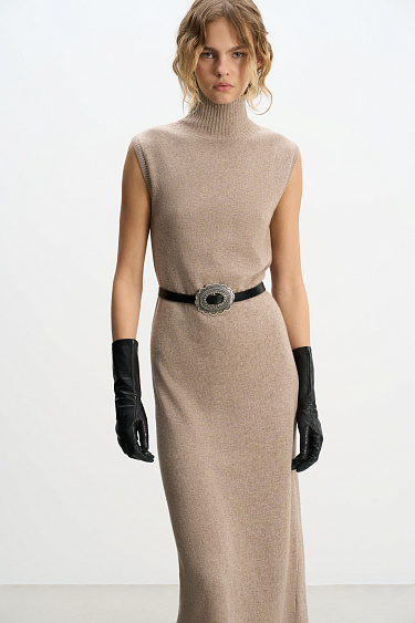 Maxi dress with high collar - BRUSNIKA Women Clothes