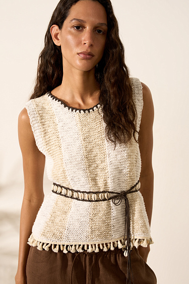Striped cotton and linen top - BRUSNIKA Women Clothes