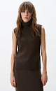 Knitted vest with a high collar - BRUSNIKA. Women clothes