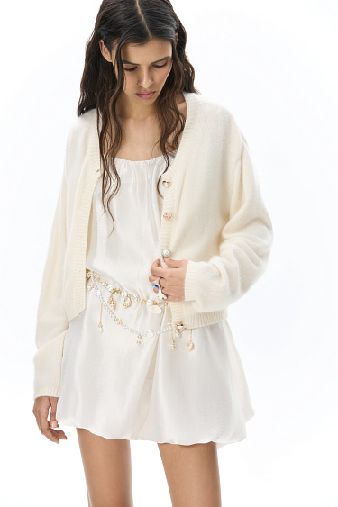 Fox-fur buttoned cardigan - BRUSNIKA Women Clothes