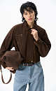 Suede bomber jacket with a turn-down collar - BRUSNIKA. Women clothes