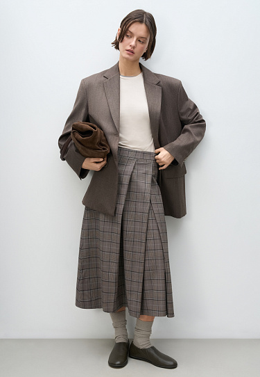 Plaid wool midi skirt - BRUSNIKA Women Clothes