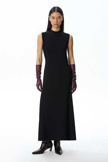 Knitted dress with a stand-up collar - BRUSNIKA Women Clothes