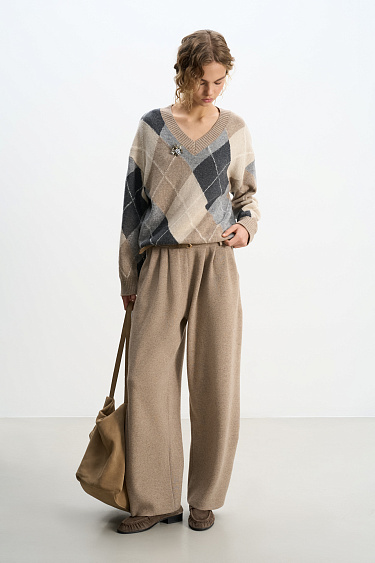 Cashmere jumper with an Argyle pattern - BRUSNIKA Women Clothes