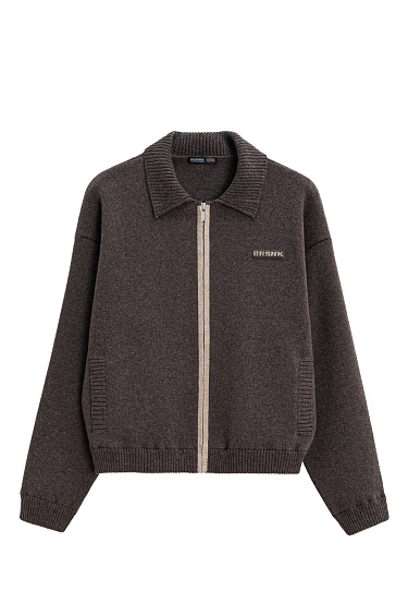 Knitted bomber jacket with zipper - BRUSNIKA Women Clothes
