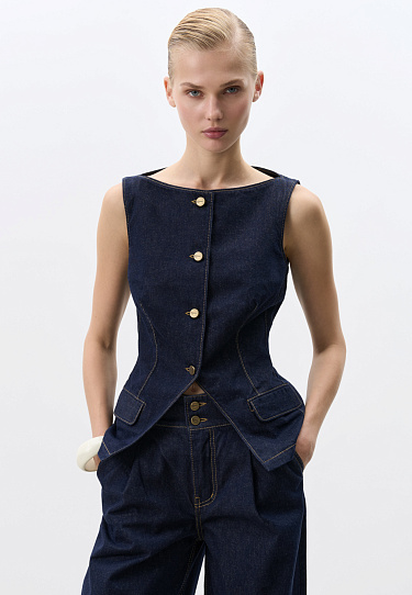 Fitted denim vest - BRUSNIKA Women Clothes