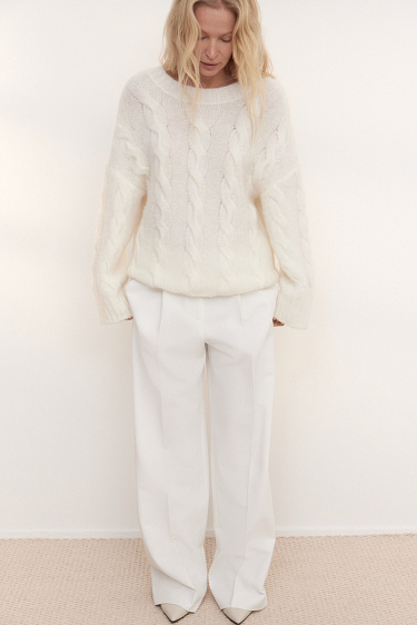 Knitted jumper with open back and braids - BRUSNIKA Women Clothes