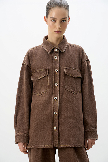 Denim shirt with chest pockets - BRUSNIKA Women Clothes