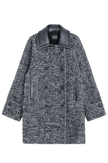 Wool coat with leatherette collar - BRUSNIKA Women Clothes