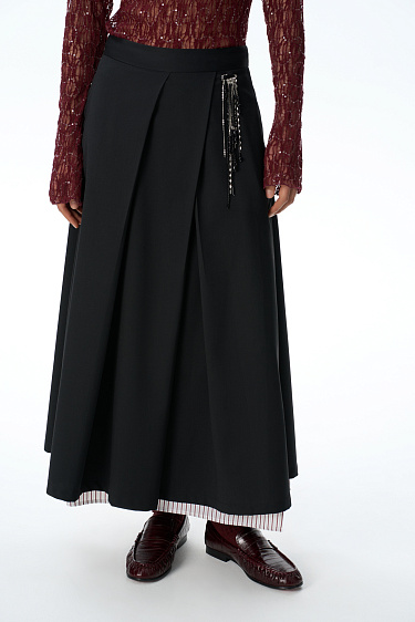 Midi skirt with diagonal pleats - BRUSNIKA Women Clothes